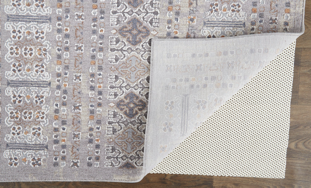 12 x 15 Orange Gray & White Geometric Power Loom Distressed Stain Resistant Rug