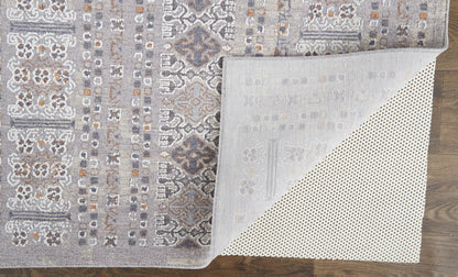 12 x 15 Orange Gray & White Geometric Power Loom Distressed Stain Resistant Rug