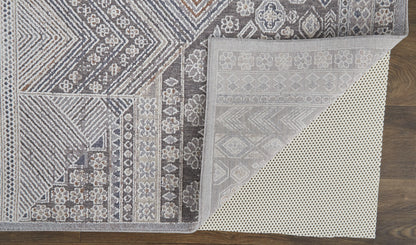 12 x 15 Ivory & Gray Geometric Power Loom Distressed Stain Resistant Rug