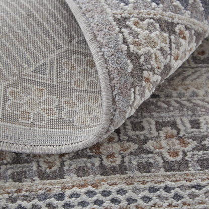 12 x 15 Ivory & Gray Geometric Power Loom Distressed Stain Resistant Rug
