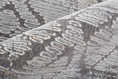 12 x 15 Ivory & Gray Geometric Power Loom Distressed Stain Resistant Rug