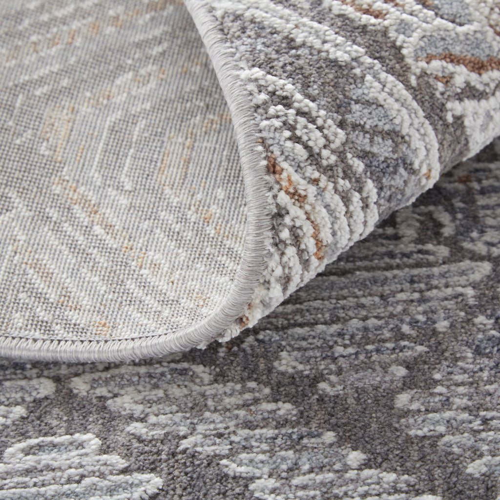 12 x 15 Ivory & Gray Geometric Power Loom Distressed Stain Resistant Rug
