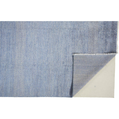 9 x 12 Blue & Silver Wool Striped Hand KNotted Rug