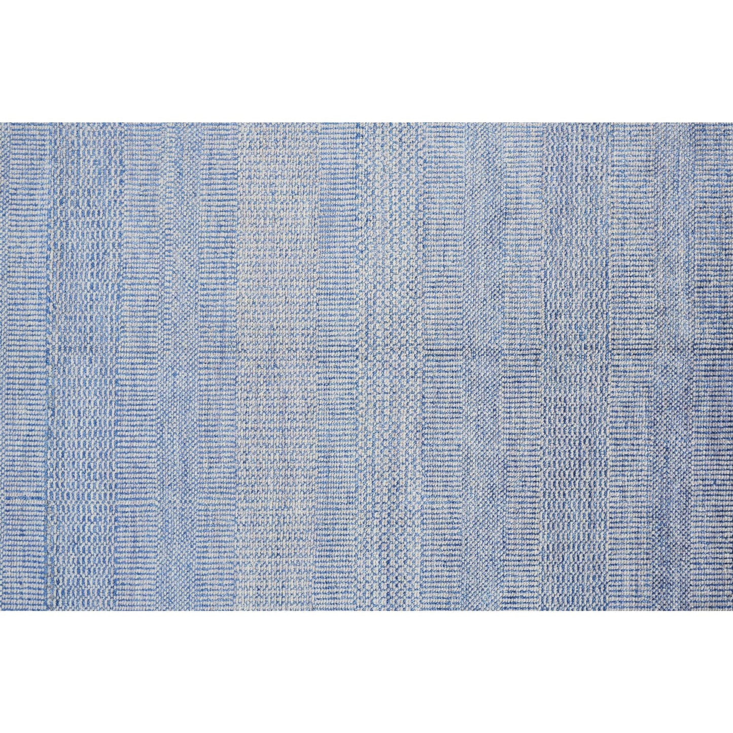 9 x 12 Blue & Silver Wool Striped Hand KNotted Rug