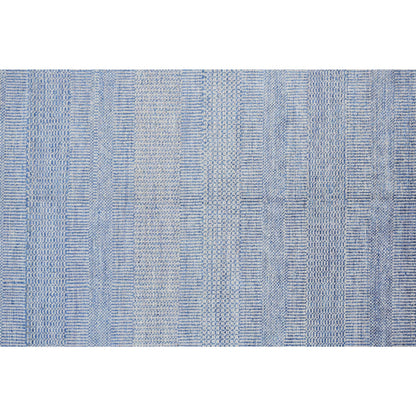 9 x 12 Blue & Silver Wool Striped Hand KNotted Rug