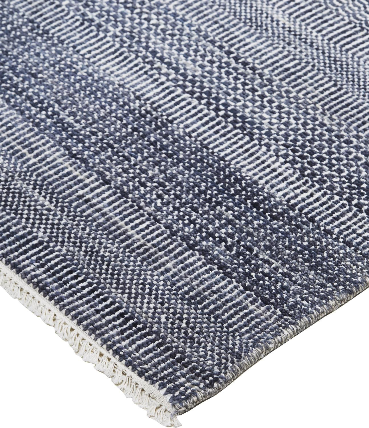 9 x 12 Blue & Gray Wool Striped Hand Knotted Rug