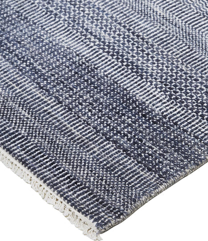 9 x 12 Blue & Gray Wool Striped Hand Knotted Rug