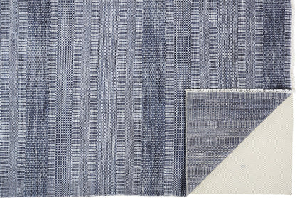9 x 12 Blue & Gray Wool Striped Hand Knotted Rug