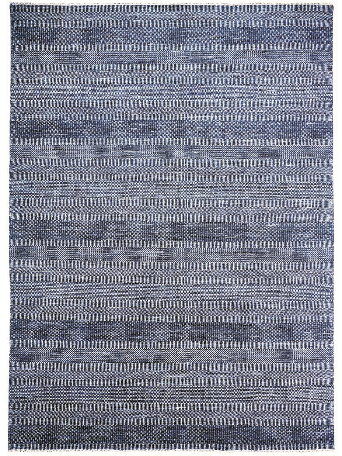 12 x 15 Blue & Silver Wool Striped Hand Knotted Rug
