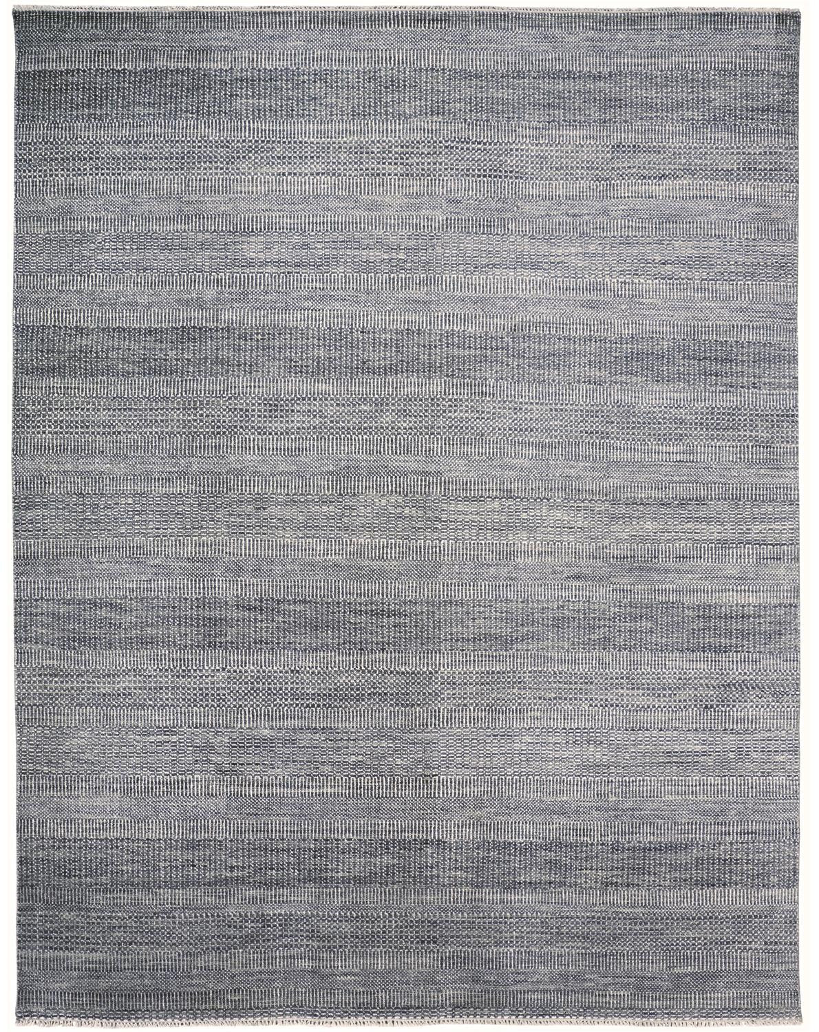 9 x 12 Silver Wool Striped Hand Knotted Rug