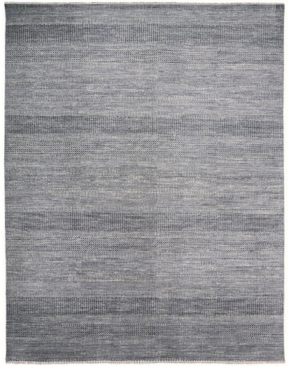 9 x 12 Silver Wool Striped Hand Knotted Rug