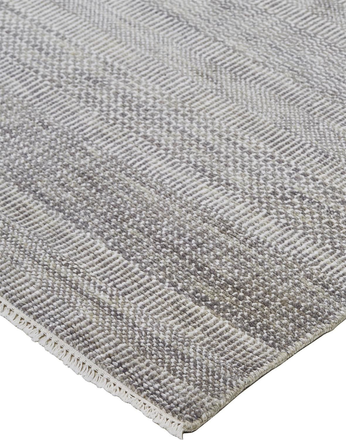 9 x 12 Silver Wool Striped Hand Knotted Rug