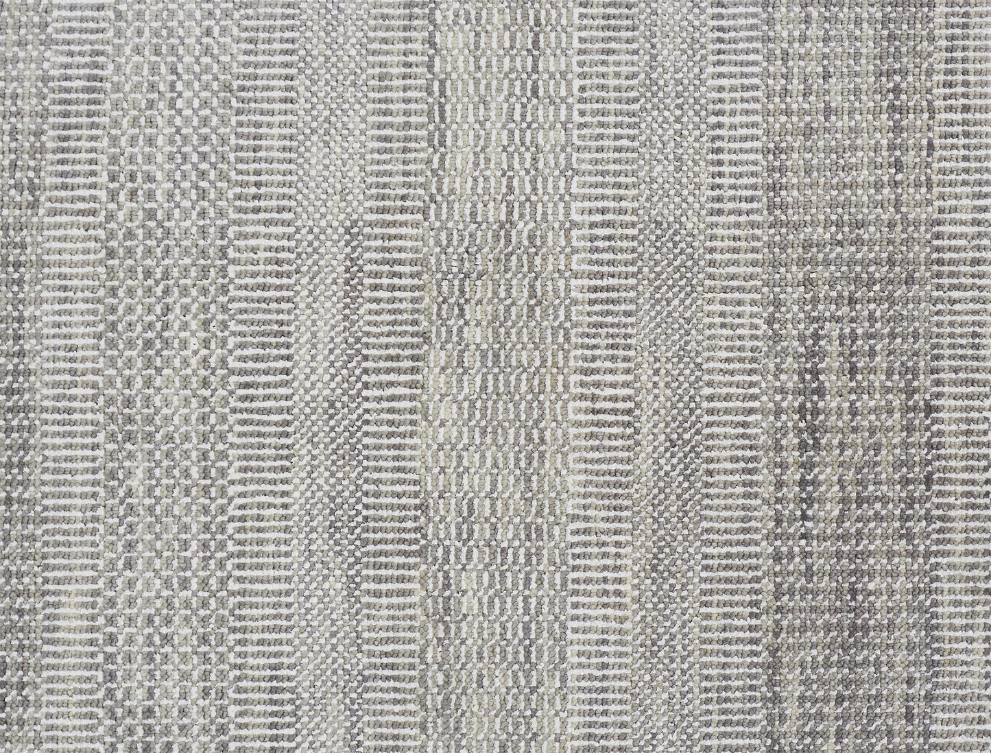 9 x 12 Silver Wool Striped Hand Knotted Rug