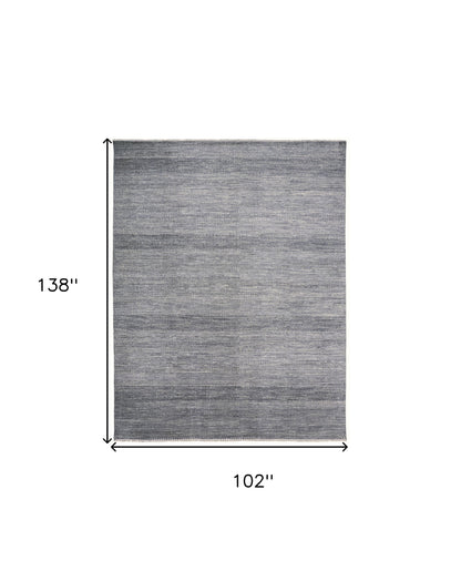 9 x 12 Silver Wool Striped Hand Knotted Rug