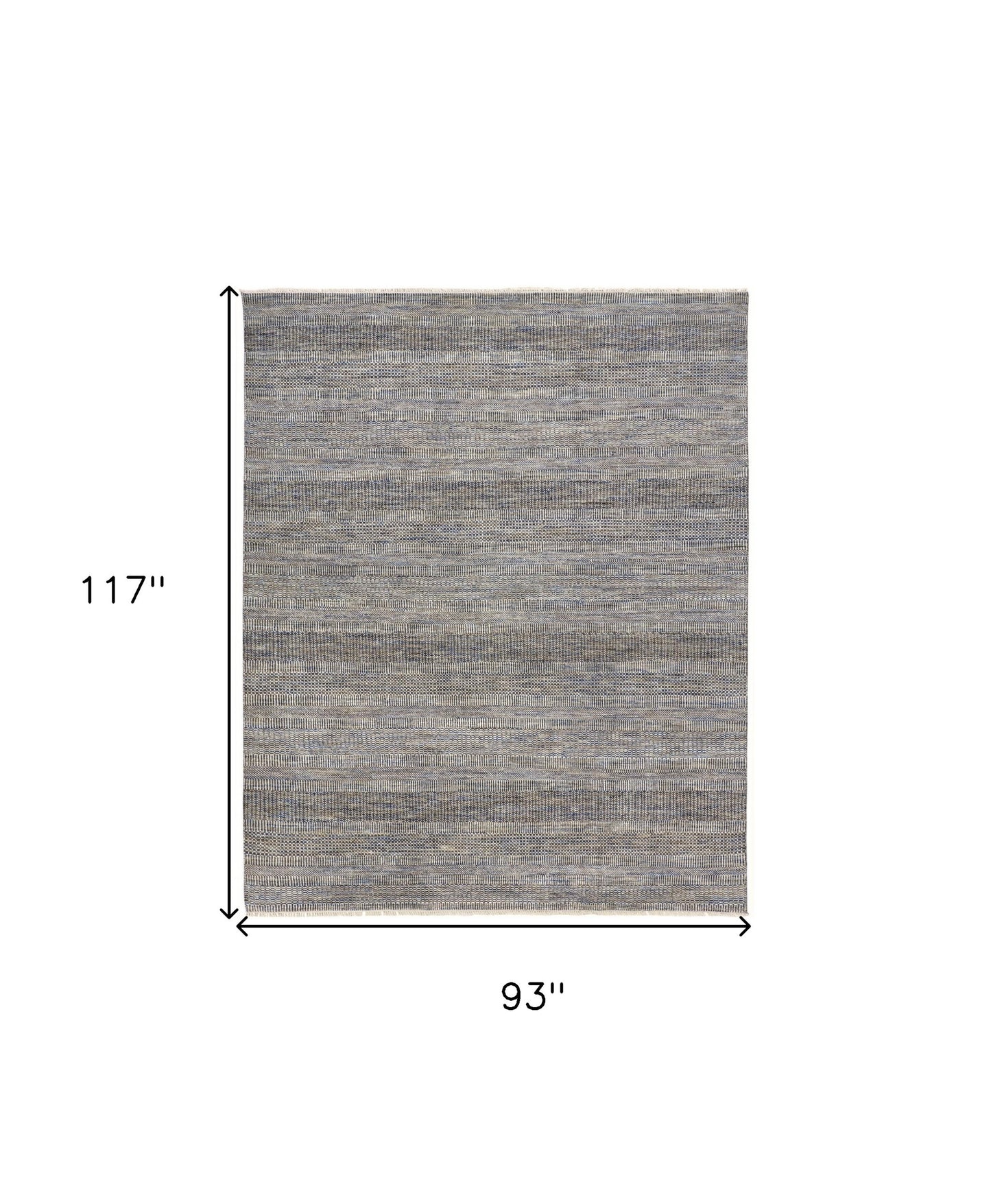 8 x 10 Silver Wool Striped Hand Knotted Rug