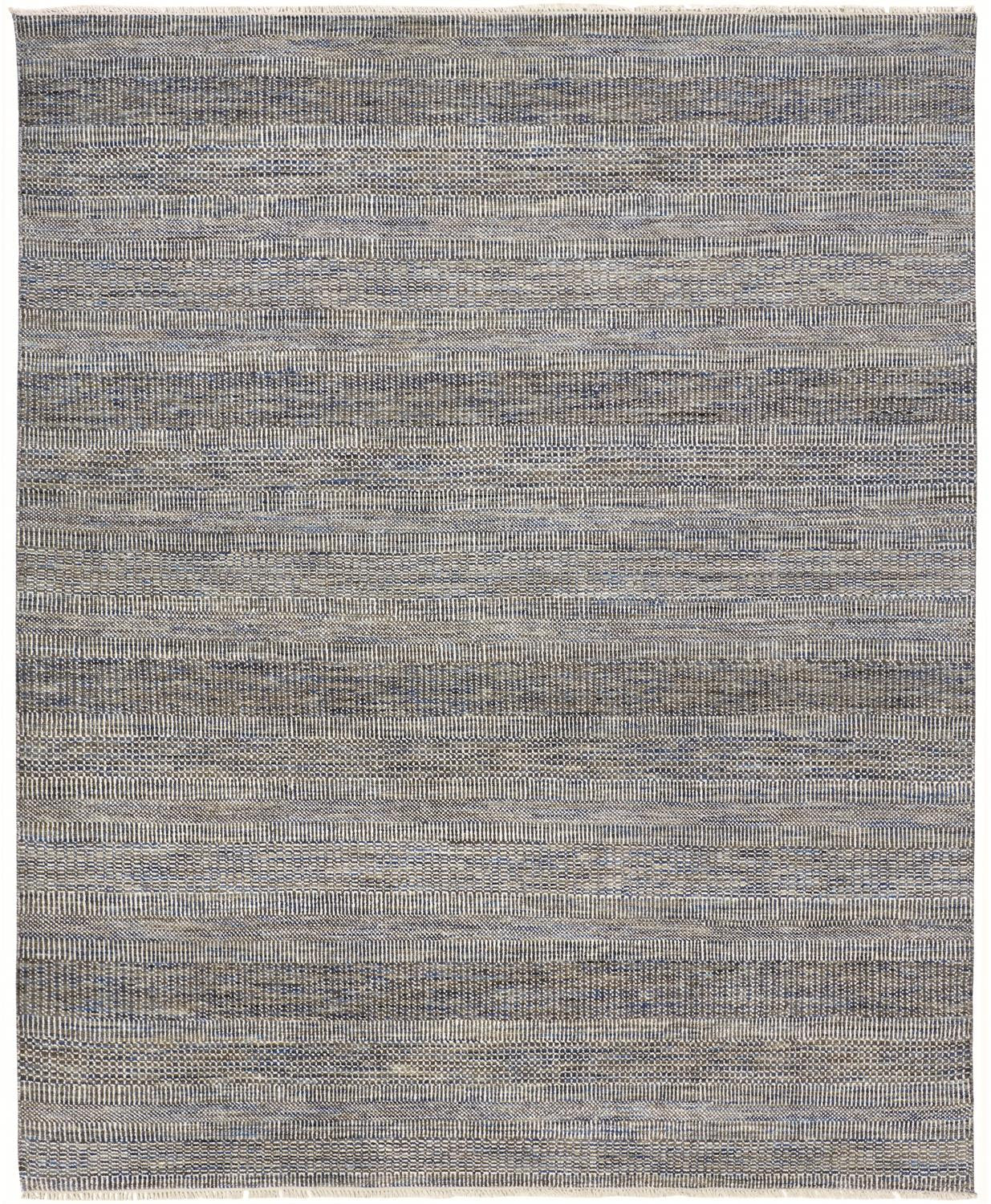 9 x 12 Silver Wool Striped Hand Knotted Rug