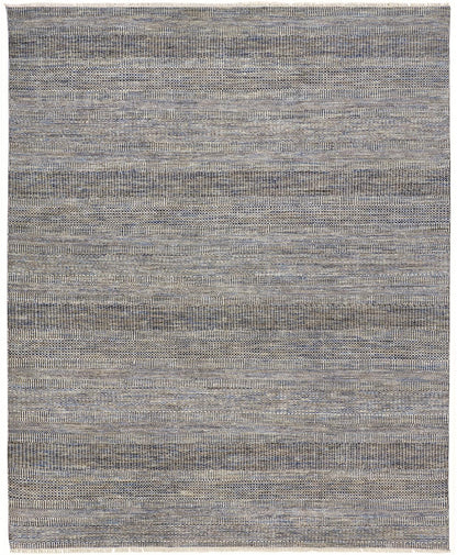 9 x 12 Silver Wool Striped Hand Knotted Rug