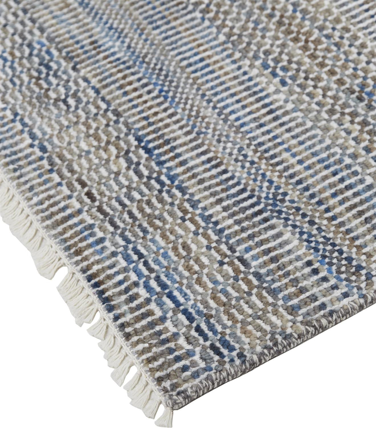 9 x 12 Silver Wool Striped Hand Knotted Rug