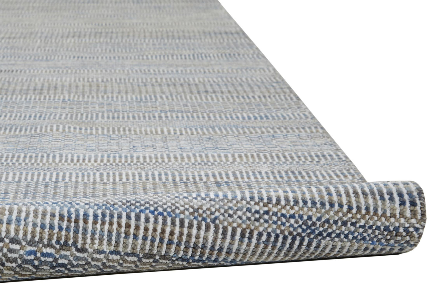 9 x 12 Silver Wool Striped Hand Knotted Rug