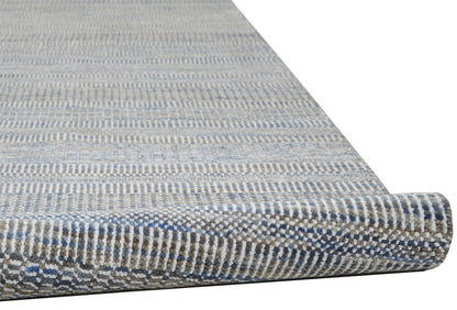 9 x 12 Silver Wool Striped Hand Knotted Rug