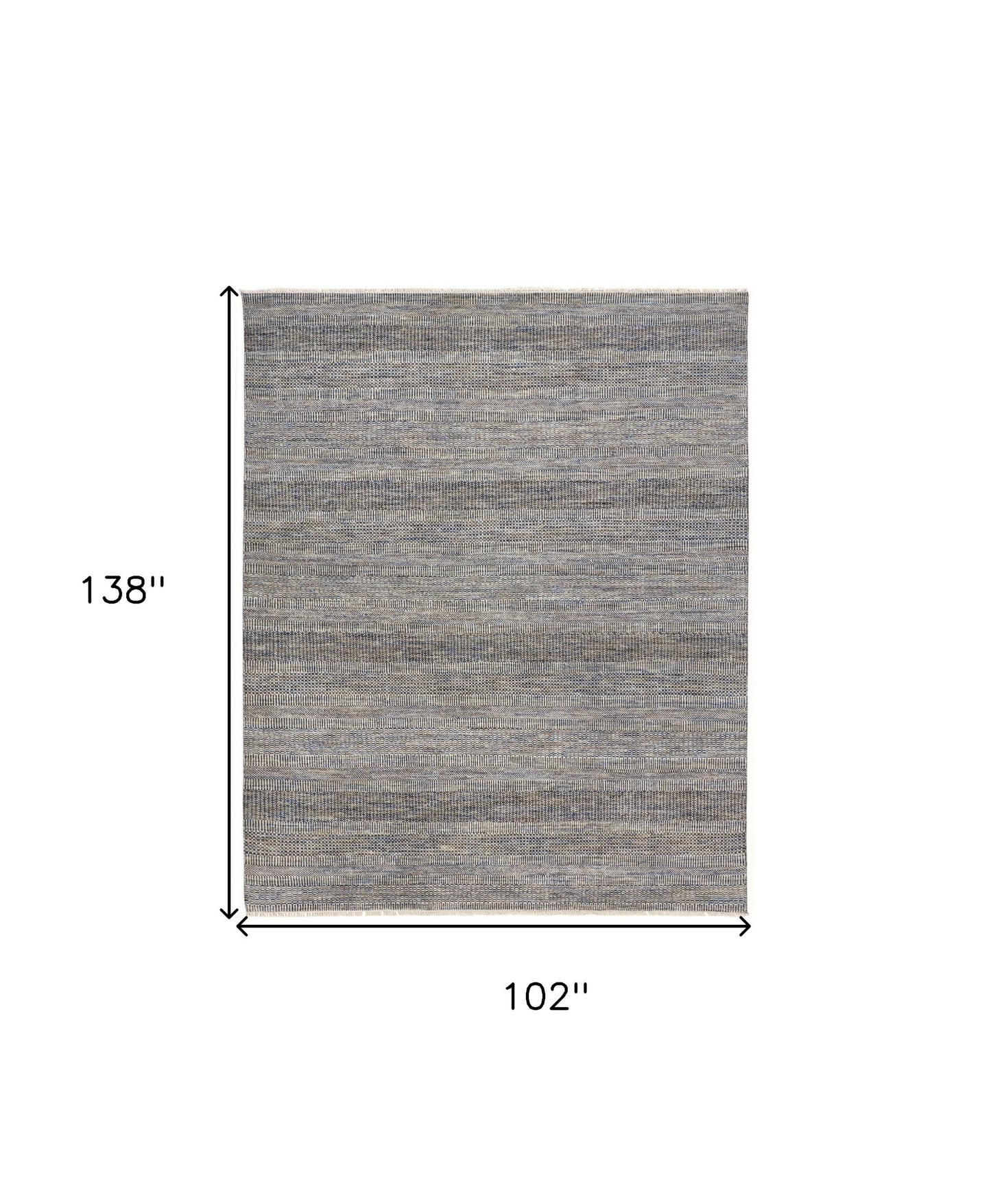 9 x 12 Silver Wool Striped Hand Knotted Rug