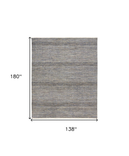 12 x 15 Silver Wool Striped Hand Knotted Rug