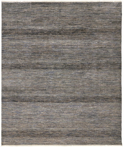 9 x 12 Gray Wool Striped Hand Knotted Rug