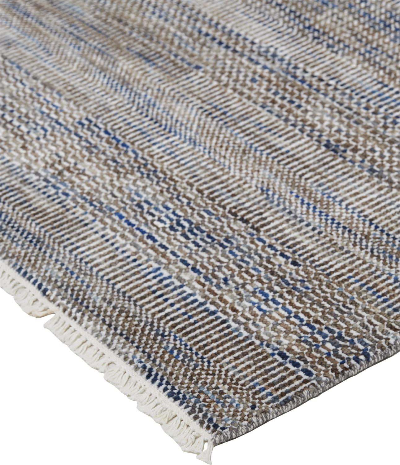 9 x 12 Gray Wool Striped Hand Knotted Rug