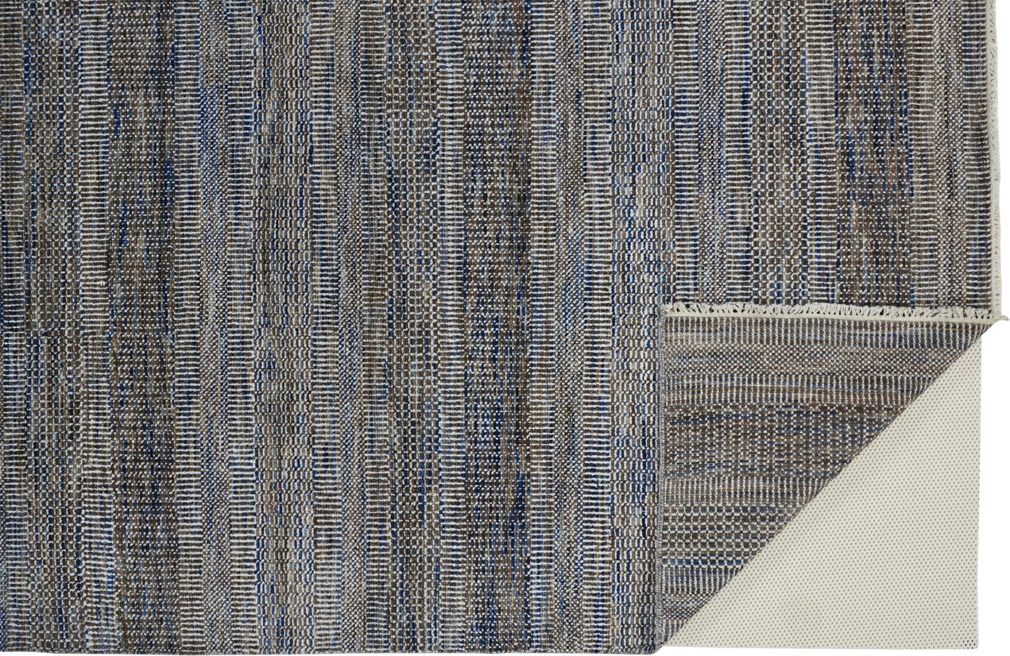 9 x 12 Gray Wool Striped Hand Knotted Rug