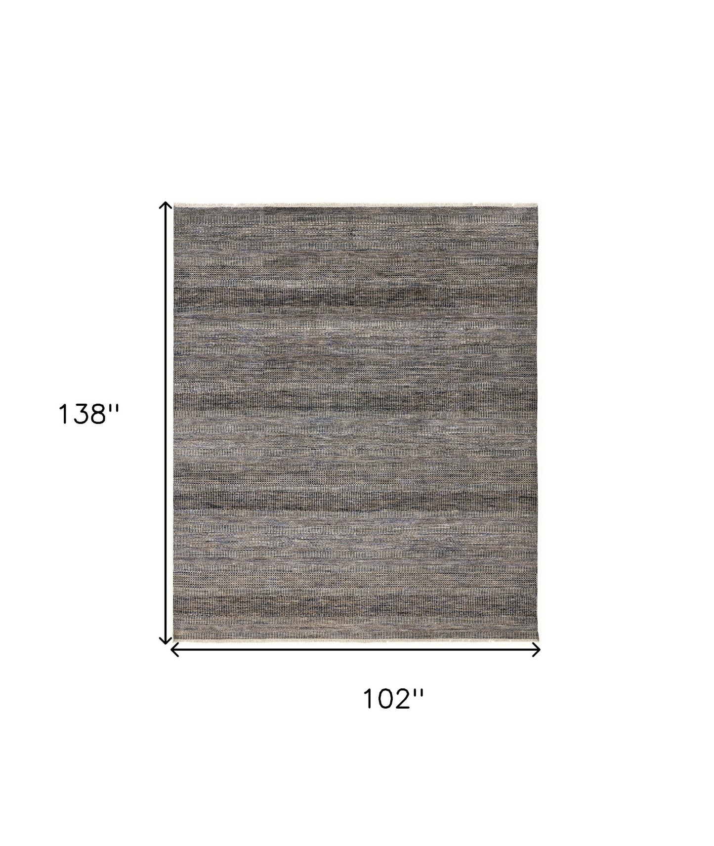 9 x 12 Gray Wool Striped Hand Knotted Rug