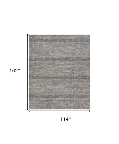 10 x 13 Silver Wool Striped Hand Knotted Rug