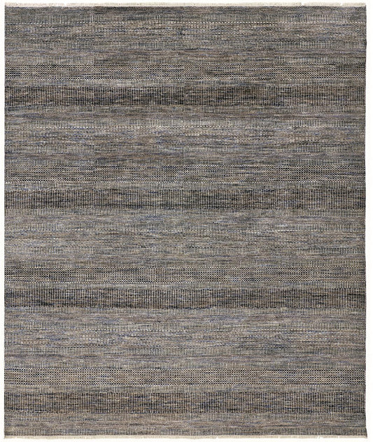 10 x 13 Gray Wool Striped Hand Knotted Rug