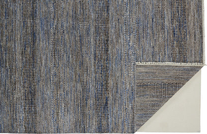 10 x 13 Gray Wool Striped Hand Knotted Rug