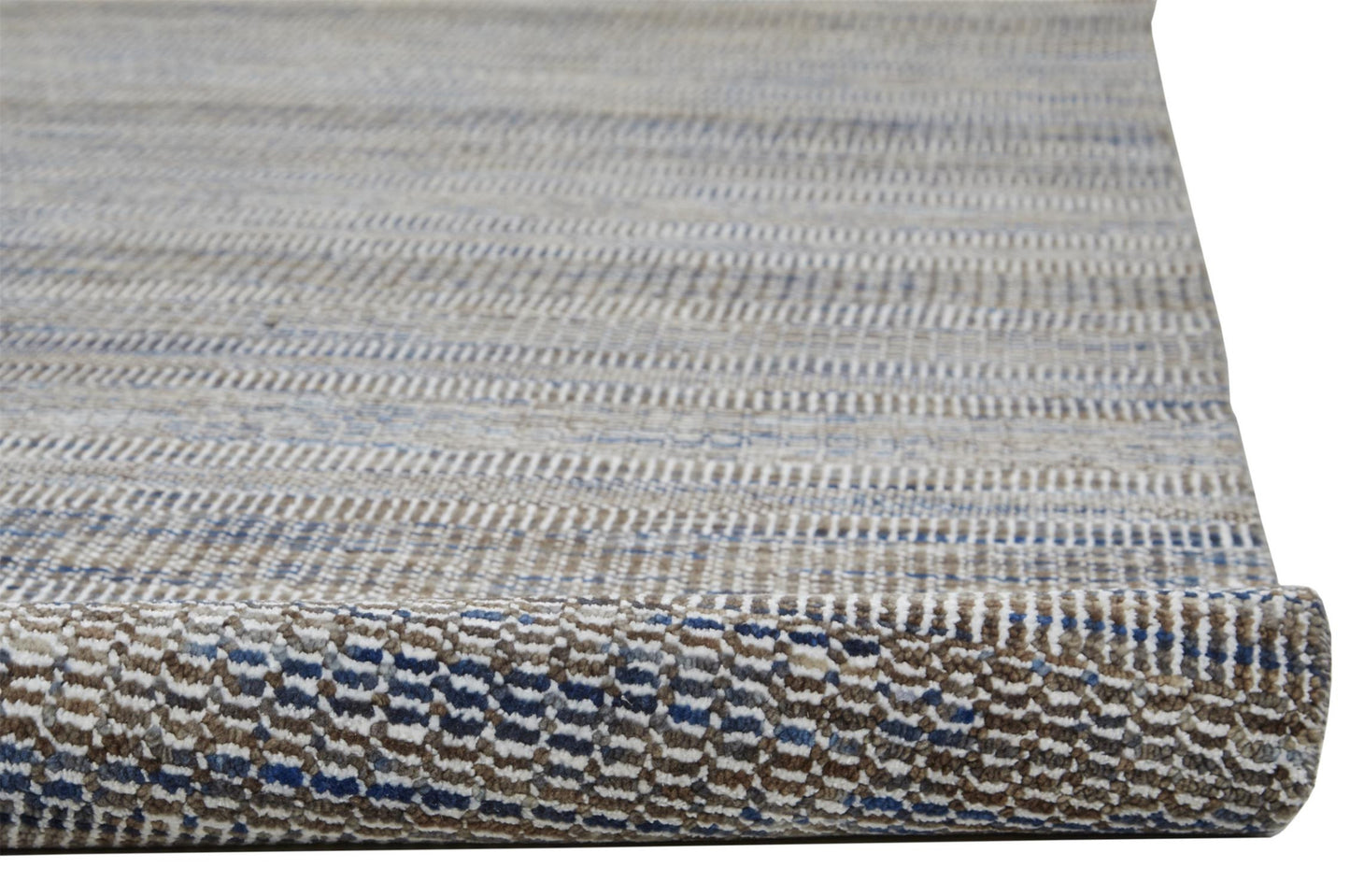 10 x 13 Gray Wool Striped Hand Knotted Rug