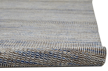 10 x 13 Gray Wool Striped Hand Knotted Rug