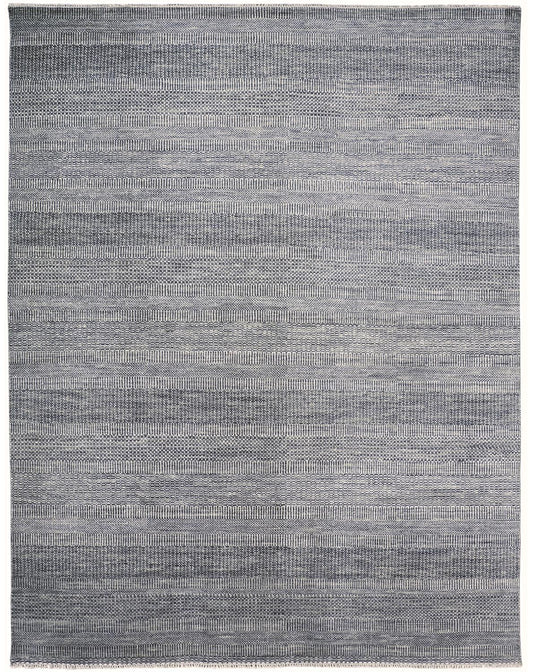 10 x 13 Silver Wool Striped Hand Knotted Rug