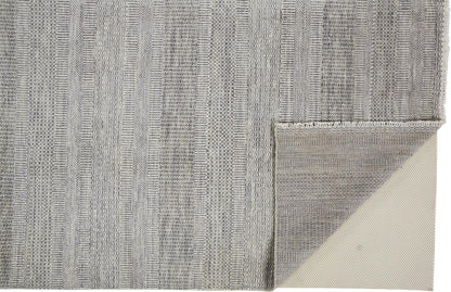 10 x 13 Silver Wool Striped Hand Knotted Rug
