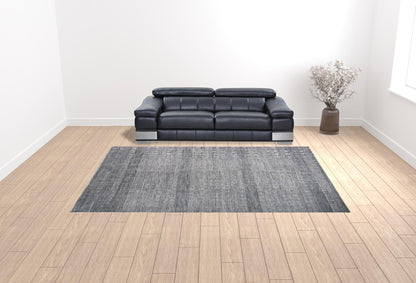 10 x 13 Silver Wool Striped Hand Knotted Rug