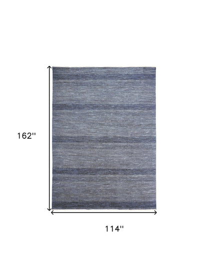 10 x 13 Blue & Gray Wool Striped Hand Knotted Rug
