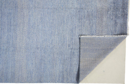 10 x 13 Blue & Silver Wool Striped Hand Knotted Rug