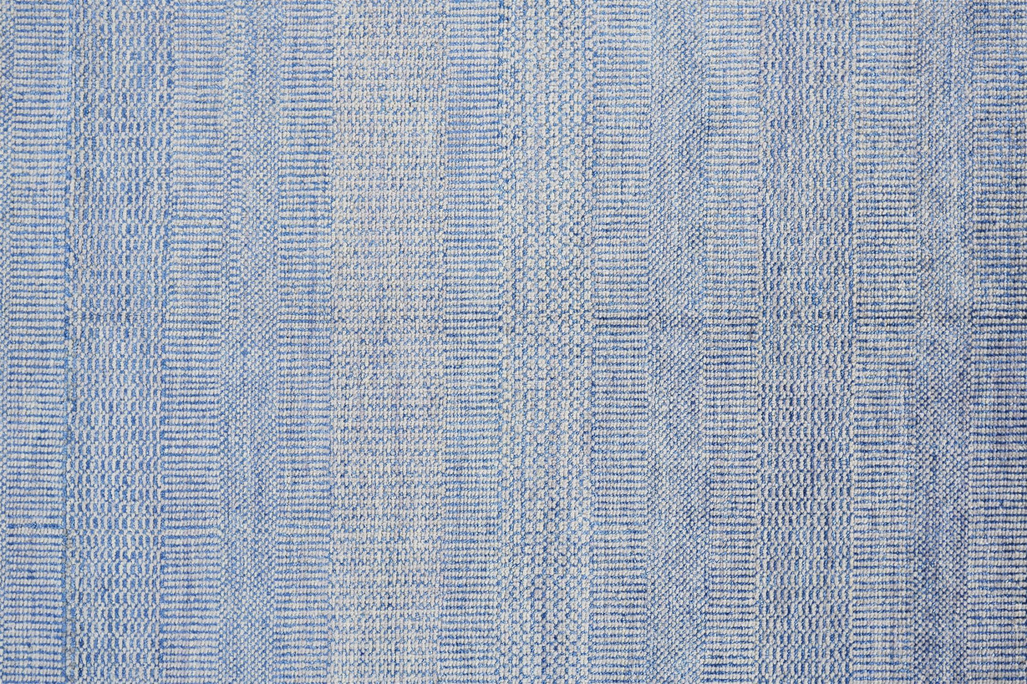 10 x 13 Blue & Silver Wool Striped Hand Knotted Rug