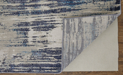12 x 15 Tan Blue & Ivory Power Loom Distressed Rug