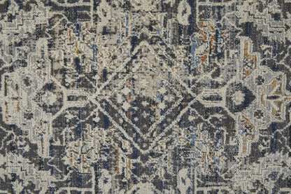 10 x 13 Ivory Gray & Taupe Power Loom Distressed Rug With Fringe
