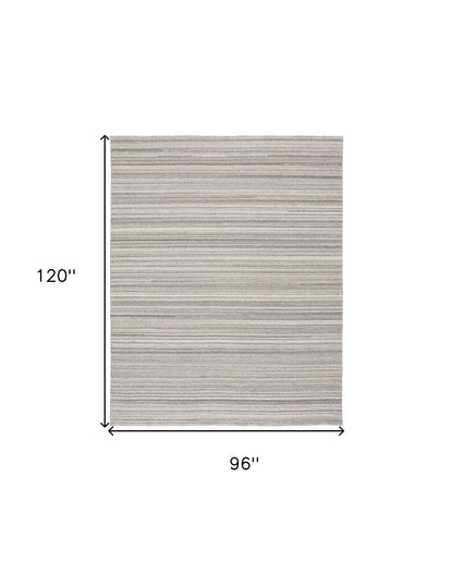 8 x 10 Gray & Taupe Wool Hand Woven Stain Resistant Rug