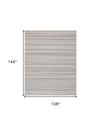 9 x 12 Gray & Taupe Wool Hand Woven Stain Resistant Rug