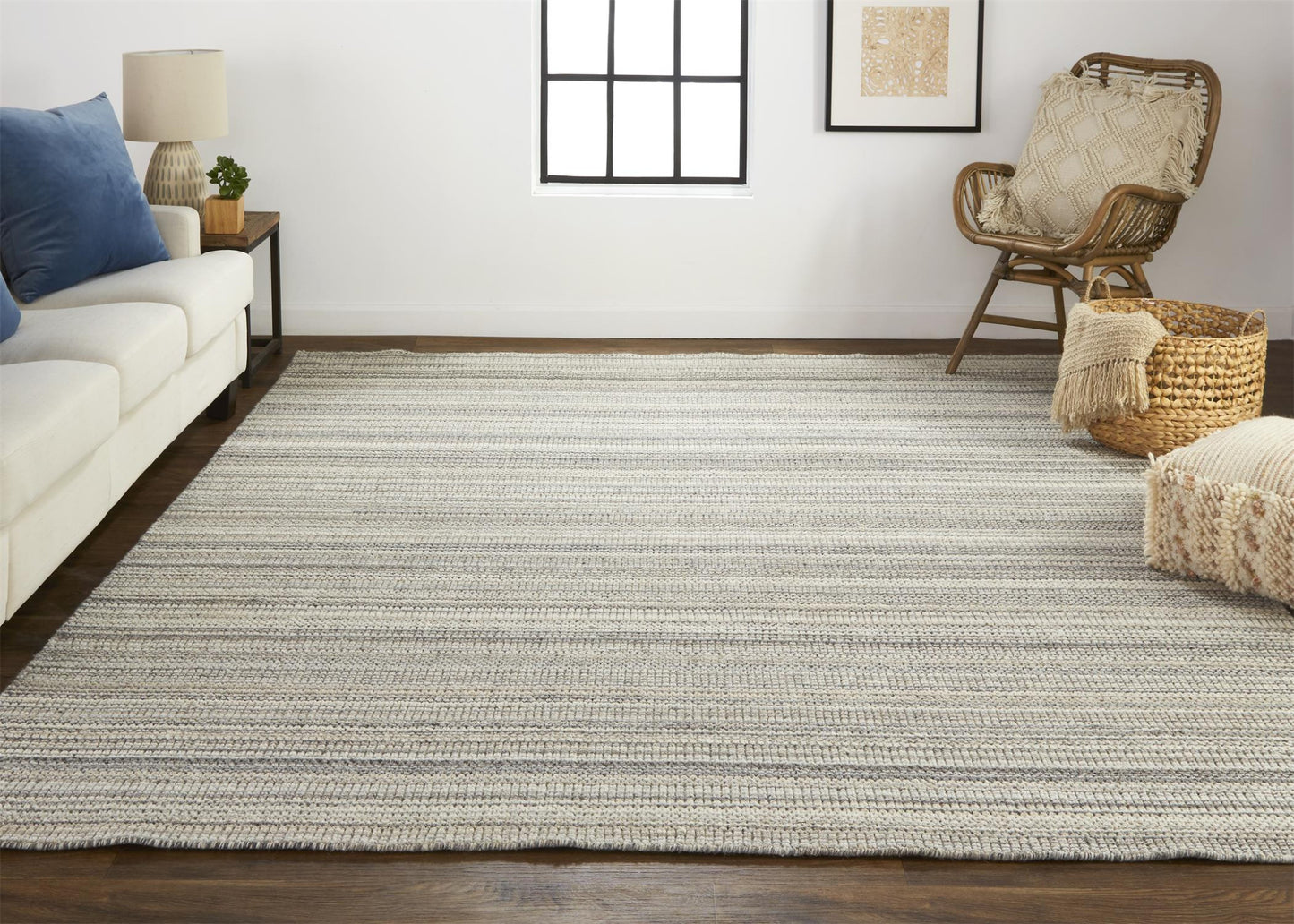 9 x 12 Gray & Taupe Wool Hand Woven Stain Resistant Rug