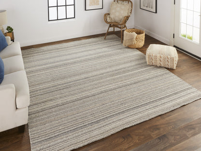 9 x 12 Gray & Taupe Wool Hand Woven Stain Resistant Rug