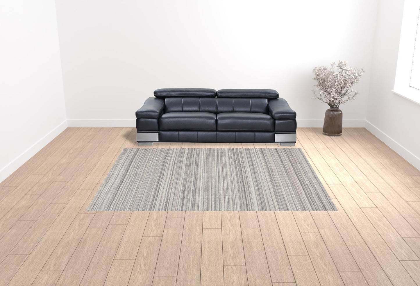 9 x 12 Gray & Taupe Wool Hand Woven Stain Resistant Rug
