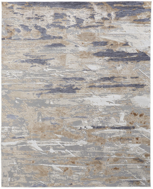 12 x 15 Tan Orange & Ivory Power Loom Distressed Rug