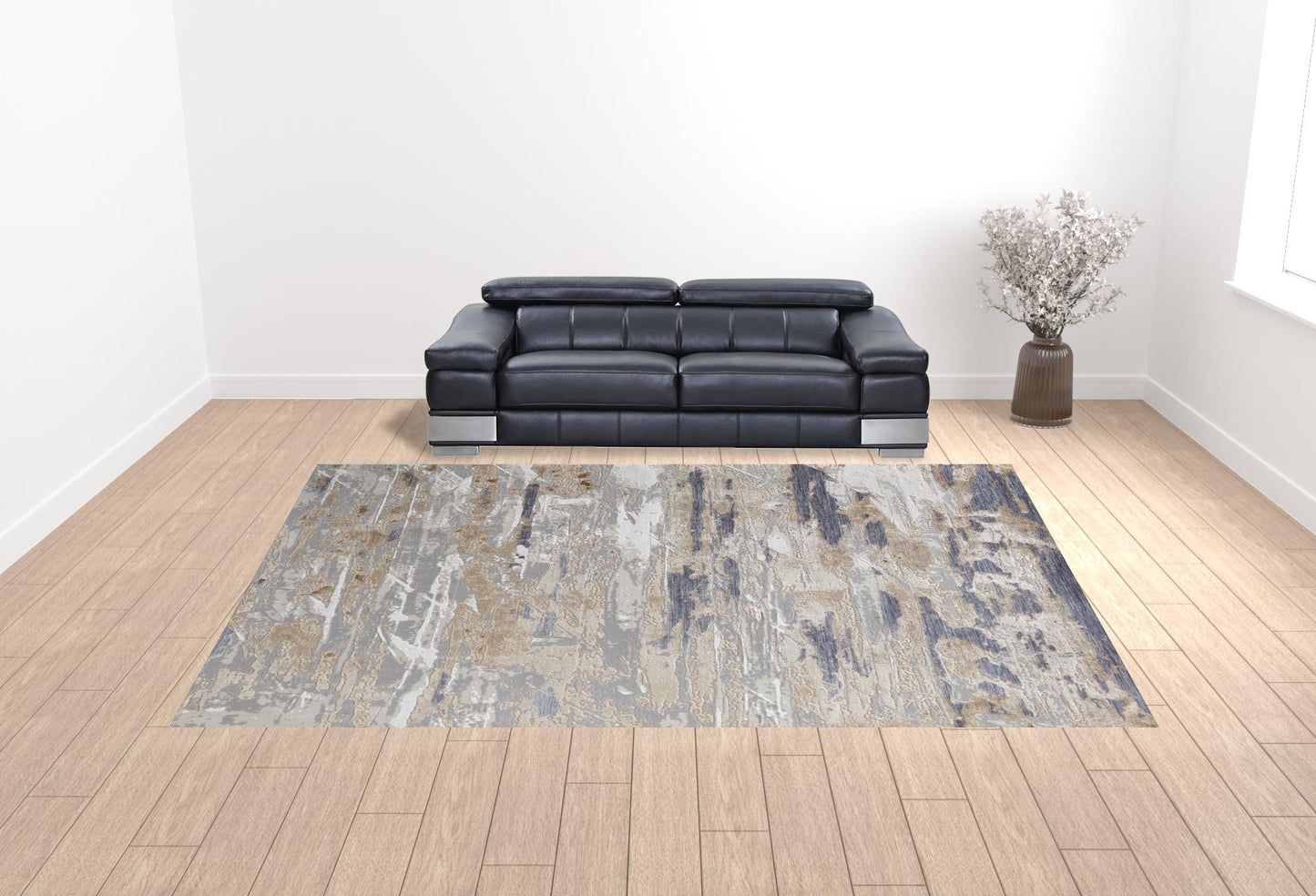 12 x 15 Tan Orange & Ivory Power Loom Distressed Rug